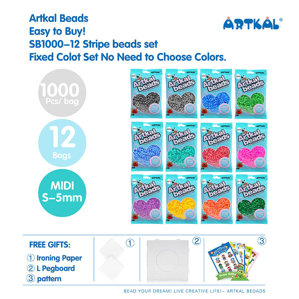 12 bags Stripe Beads Set Midi S-5mm Artkal beads SB1000D-12
