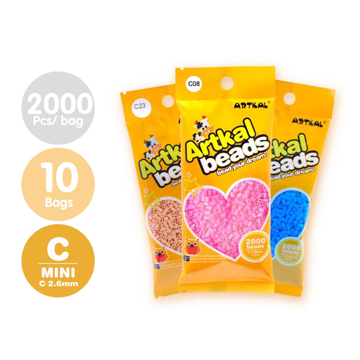 Choose Colors Free 2000beads/bag 10bags Mini C-2.6mm Artkal beads CB2000-10