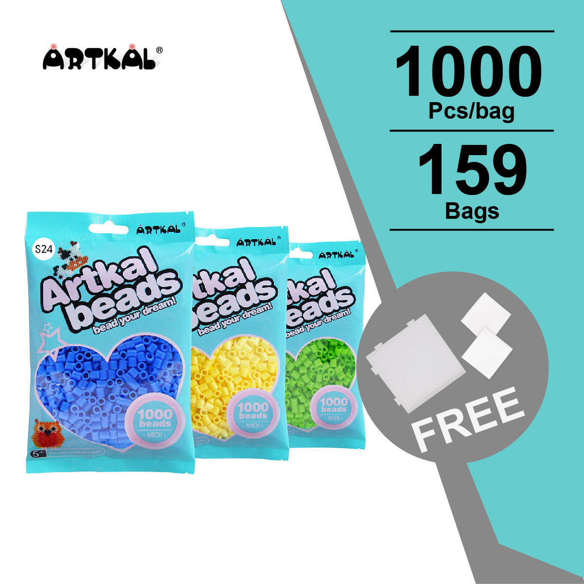 Artkal 72 bags MIDI Hama Beads S-5mm NEW Colors Set 1000 Count Pack –  Official Artkal Store