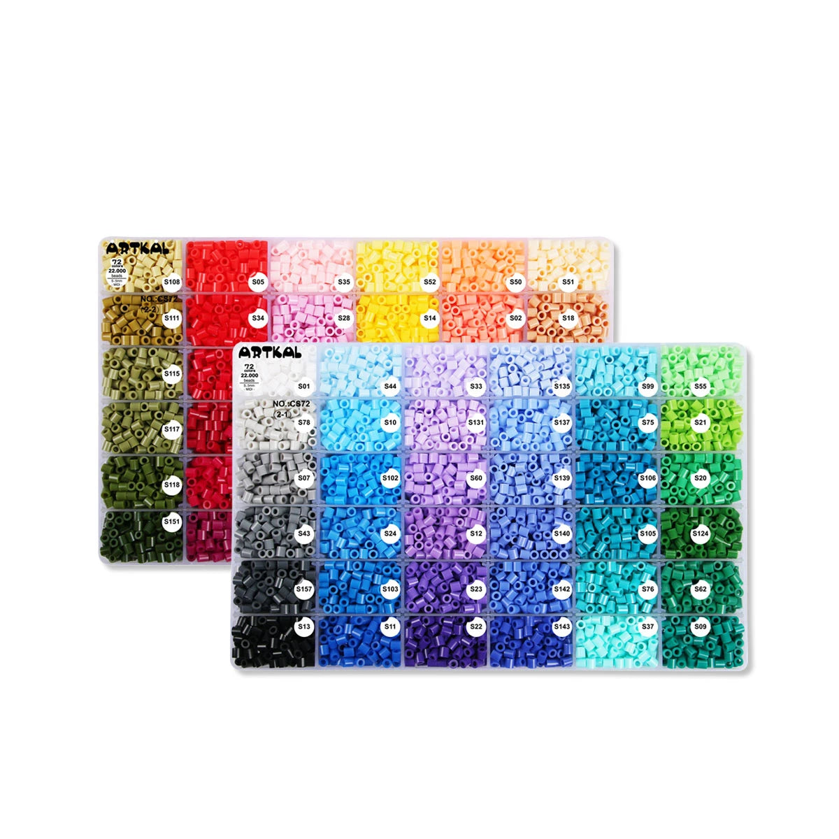 Paquete 6,000 Cuentas Hama Beads Artkal Midi 5mm Colores Blanco y