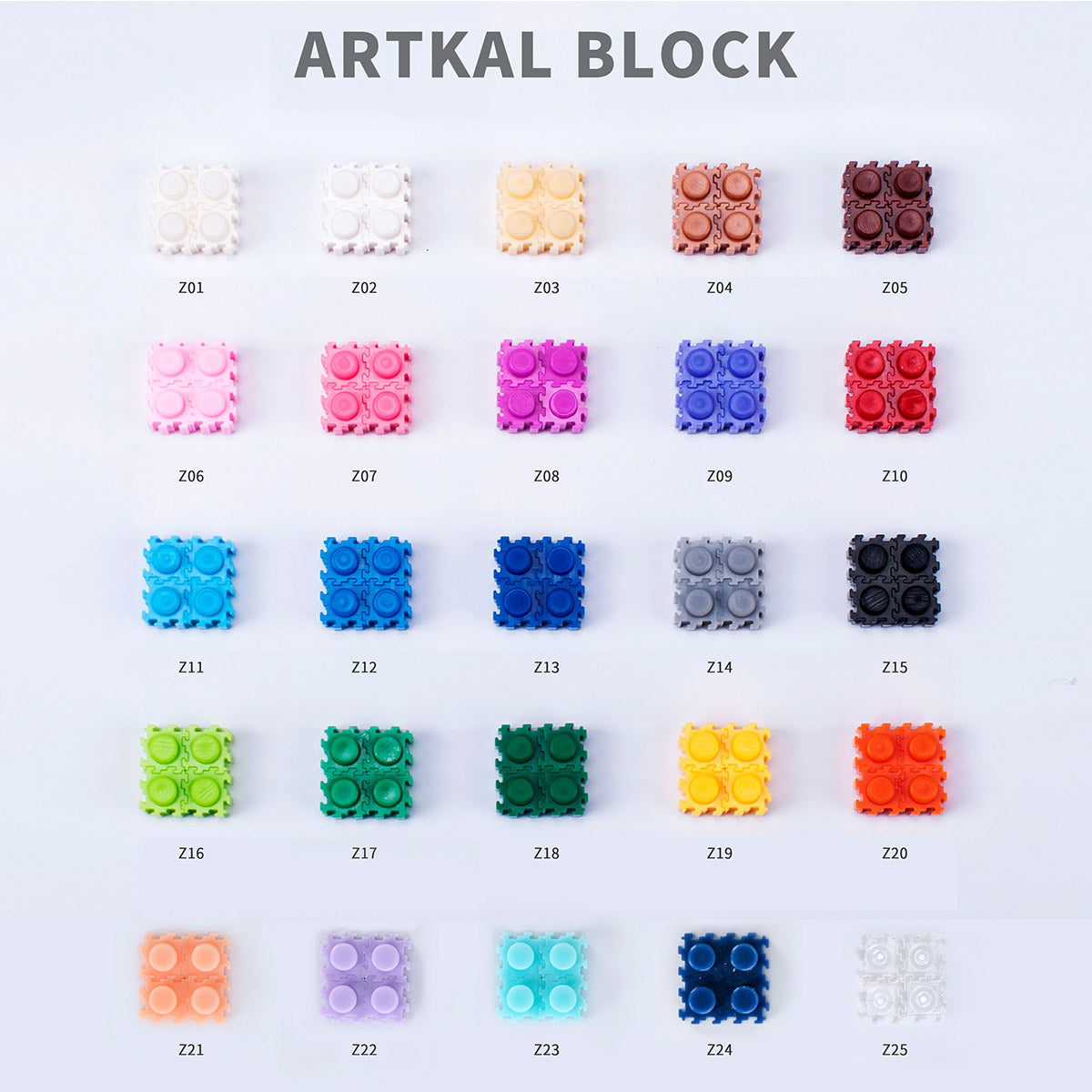 Таблица цветов строительных блоков Арткал
