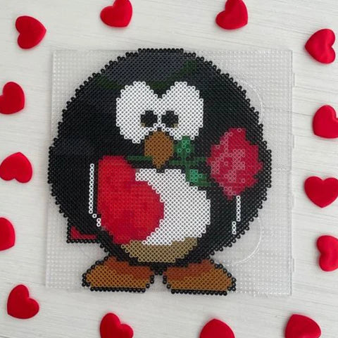 artkal fuse beads Valentine's Day Penguin free pattern
