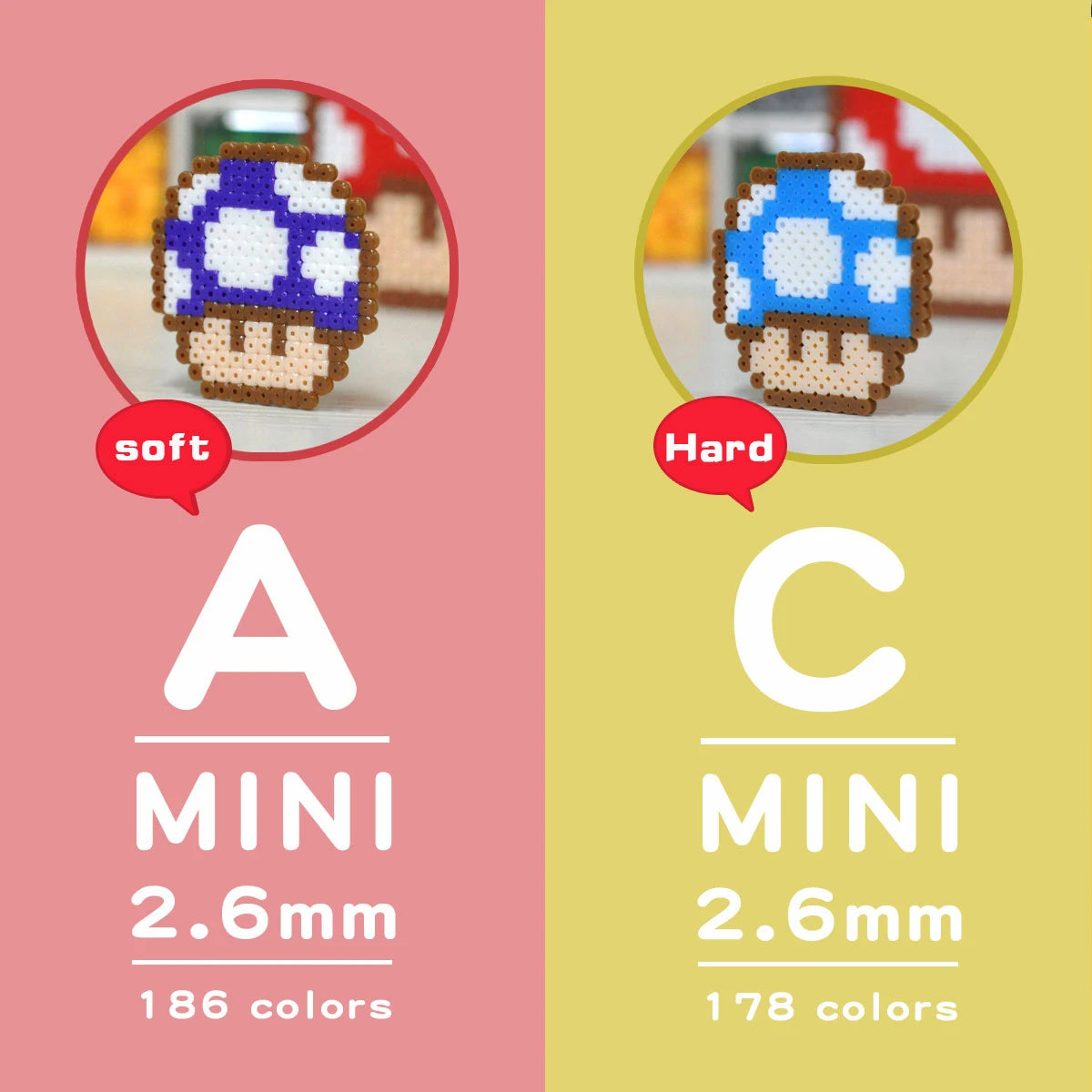 What's the difference between A-2.6mm and C-2.6mm Mini Artkal Beads?