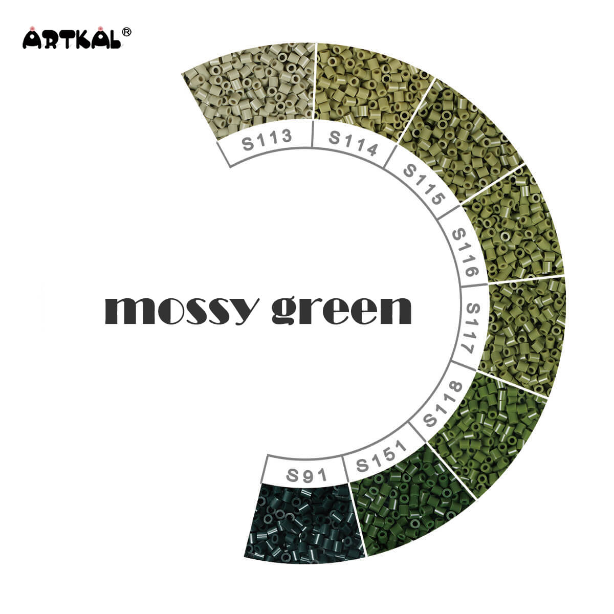 Mossy Green-Midi 1000 бусин в индивидуальной упаковке