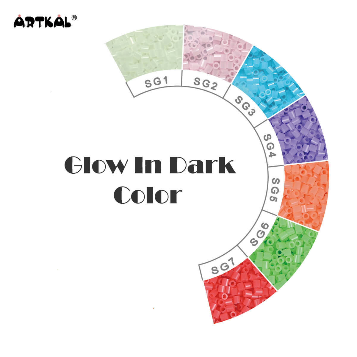 (SG1-SG7)-Glow in Dark Color-Midi 1000 perlas Paquete individual