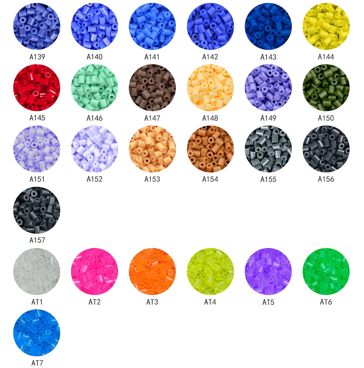 71 poser NYT farvesæt A-2.6 mm Artkal Mini perler (AB1000-N)