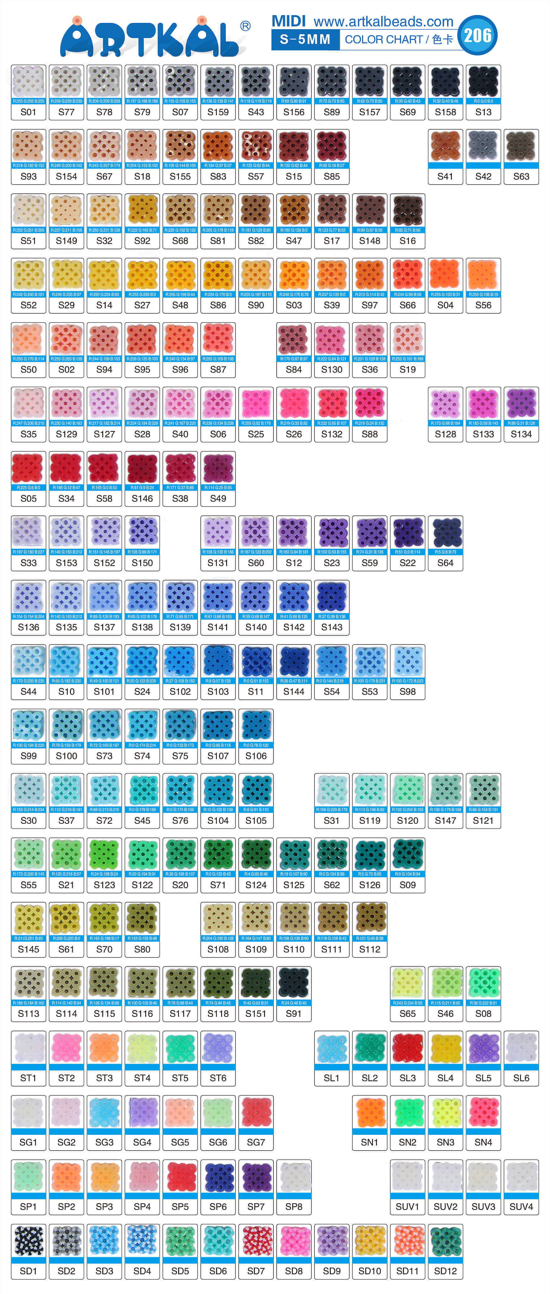 (SN1-SN4)-Neon Color-Midi 1000 beads Single Pack