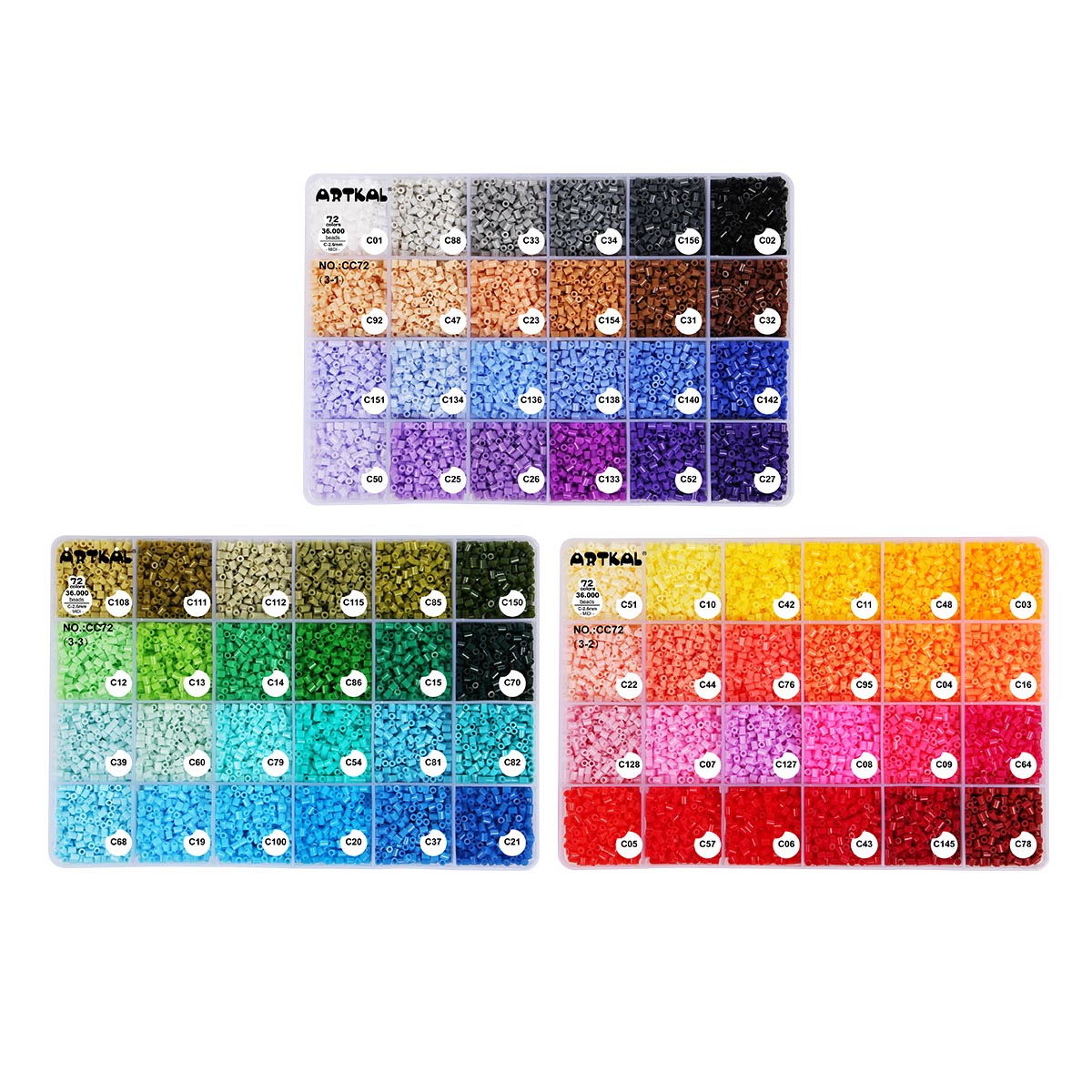 72 colors box set C-2.6mm mini Artkal beads CC72