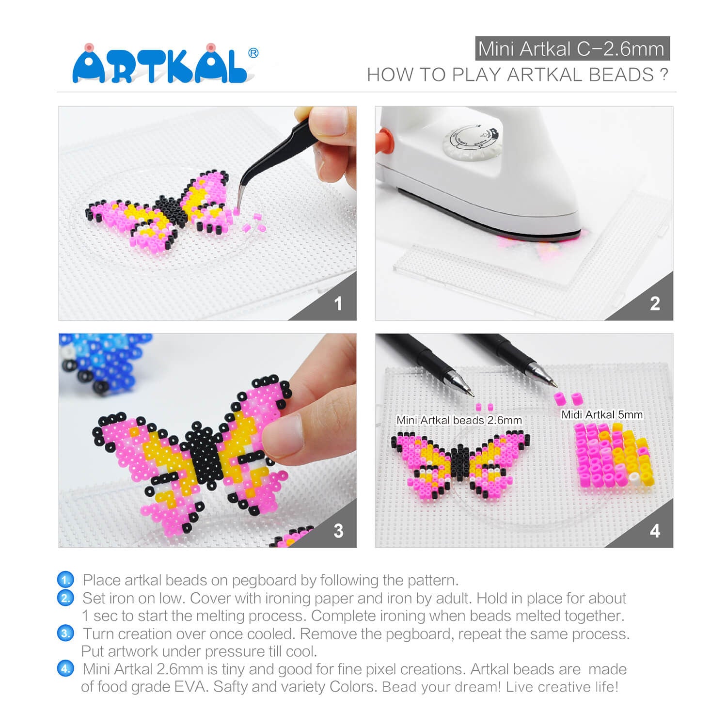Juego de caja de 48 colores C-2.6mm mini cuentas Artkal CC48